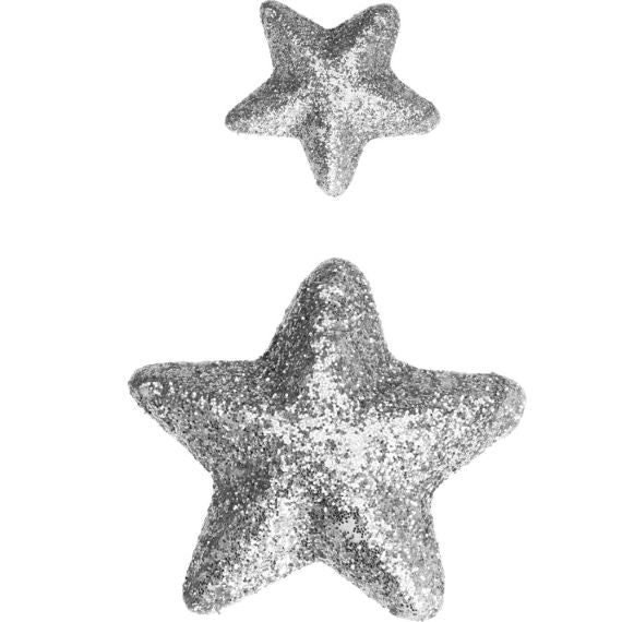 Stella glitterata dimensioni assortite 15/35mm colore argento 45 pezzi Stella glitterata dimensioni assortite 15/35mm colore argento 45 pezzi